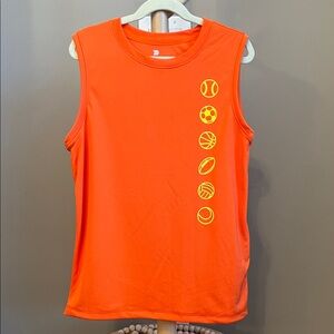 ⭐️⭐️PICK 5 / $20 All In Motion Boys Orange Sleeveless Sports Top Large 10/12